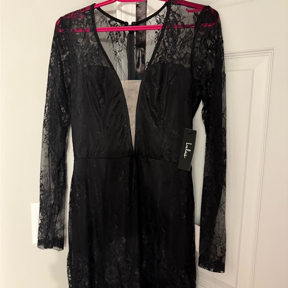 Black Lace Long Sleeve Dress